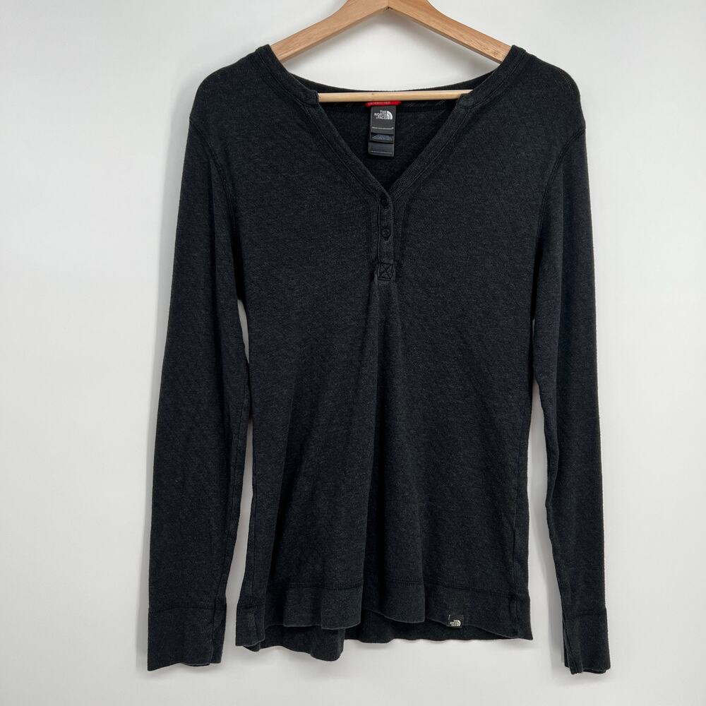 The North Face Tekware Henley Top Womens Large Dark Gray Cotton Blend Thermal